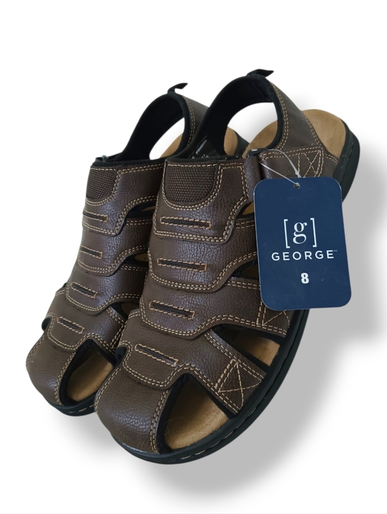 George Other - George Brown Fisherman-Style Leather Sandals Basic Closed Toe Hiking Outdoors 8